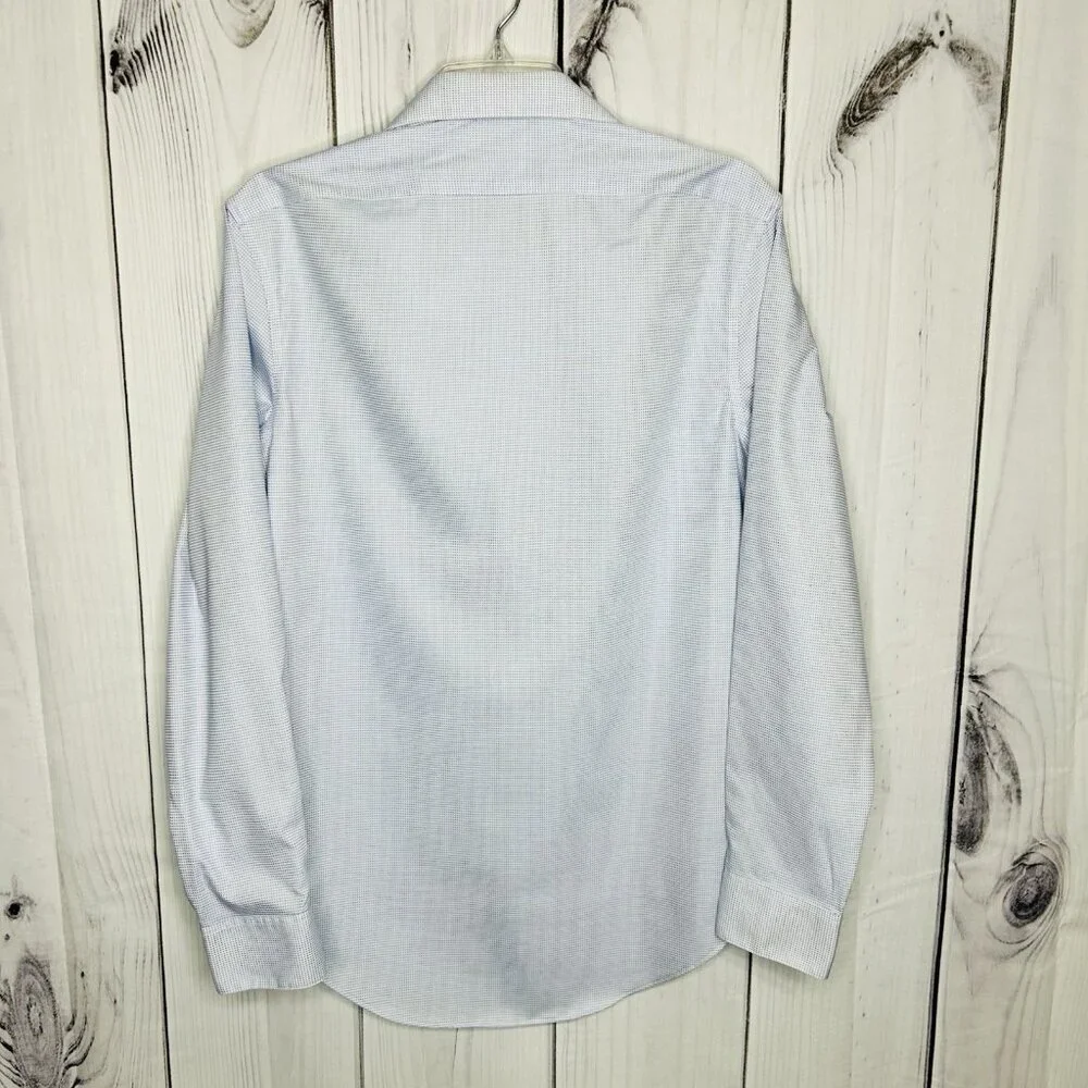 Calvin Klein Mens Infinite Non-Iron Slim-Fit Stretch Shirt Sz M 15 32/33 Blue